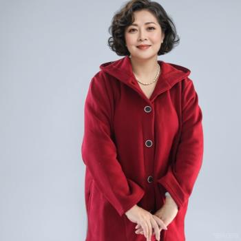 中老年加肥加大秋冬加絨連帽開衫衛衣200斤胖奶奶特大碼厚實外套