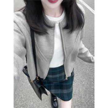 學院風連衣裙子深秋冬裝搭配一整套微胖奶系穿搭鹽系韓劇三件套裝