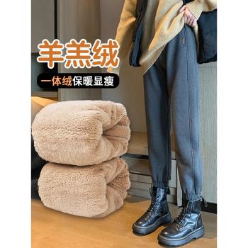 加厚秋冬季外穿羊羔絨運動褲