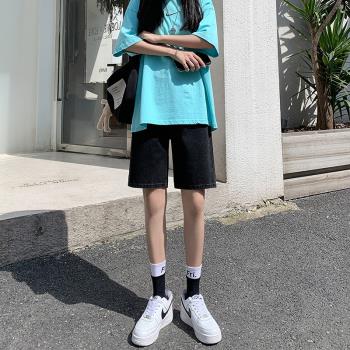 高腰薄款外穿寬松a字牛仔短褲