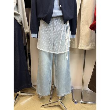 東大門蕾絲潮流小眾穿搭圍裙刺繡