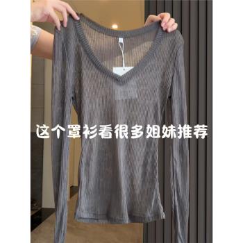 高階感輕薄款ins長袖V領針織衫