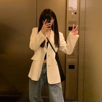 chic白色韓版寬松設計感小西裝