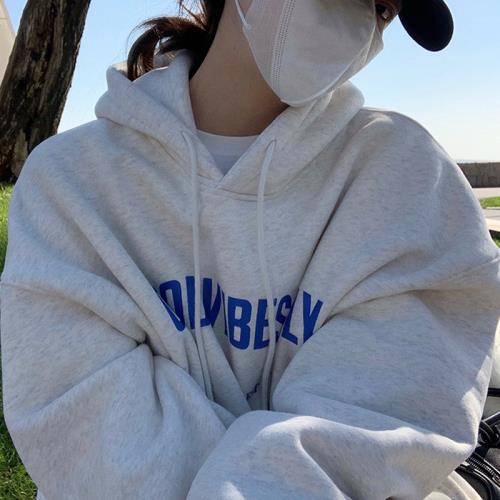 灰色oversize落肩連帽衛衣女2024春秋新款韓版寬松慵懶風外套上衣