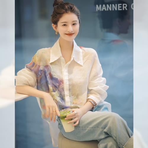 韓系上衣輕熟氣質襯衫復古洋氣秋裝2024年新款通勤女裝高級感減齡