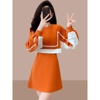 春秋裝女2025年新款連衣裙假兩件連身裙女裝長袖裙子早秋穿搭套裝