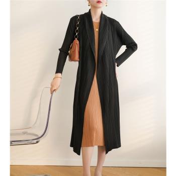 專櫃品質2023秋春款高階褶皺時尚修身寬松休閑長袖風衣外套pleats