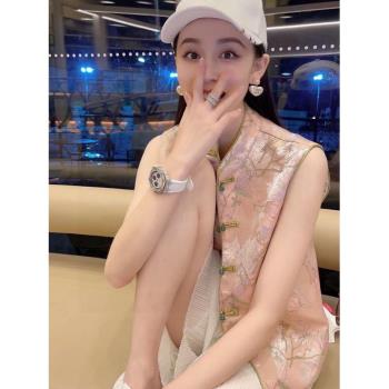 新中式唐裝提花馬甲外套女春秋奢華高階國風盤扣無袖馬夾旗袍上衣