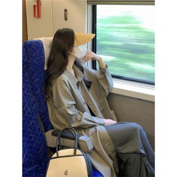 外套女中長款寬松蝙蝠袖風衣外套