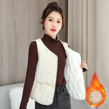 2024年打底小坎肩秋冬新款內穿保暖馬甲女內膽加絨背心羽絨棉馬夾