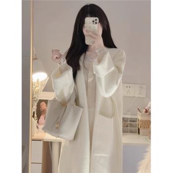 奶糯風水貂絨白色毛衣外套女秋冬新款慵懶小個子寬松針織開衫大衣