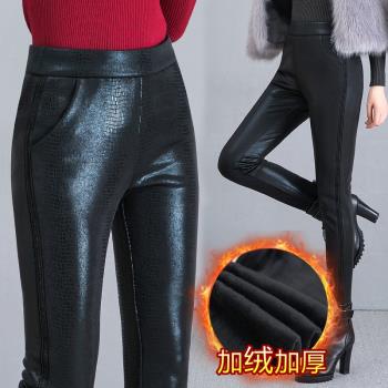 媽媽秋冬外穿高腰中年加厚皮褲