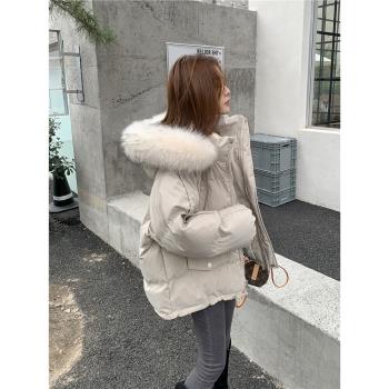 女冬季設計感寬松短款棉衣羽絨服
