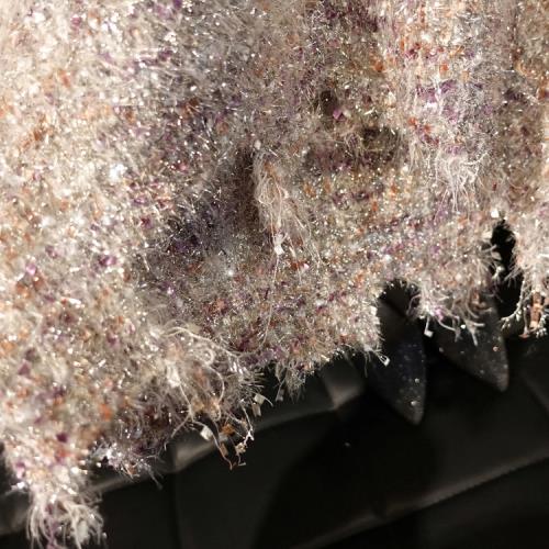 2024歐洲站秋冬新品chic女神亮絲閃光絲名媛風混色破邊套頭毛衣潮