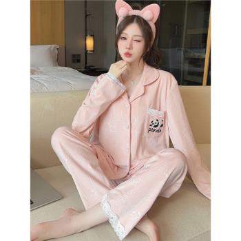 海島絨睡衣女外穿秋冬季加厚珊瑚絨休閑甜美公主風居家服休閑套裝