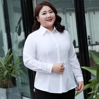 工作長袖胖mm加肥加大職業襯衫