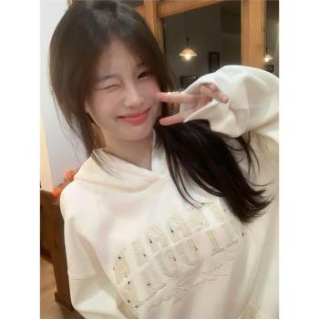 黎幫主潮牌重磅純棉衛衣女春秋寬松美式慵懶風chic情侶裝連帽外套