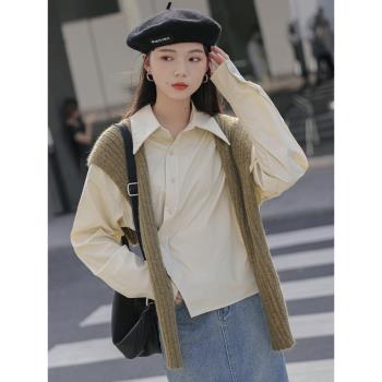 chic不規則復古小個子長袖襯衫