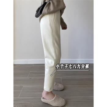 145xxs七八分哈倫休閑褲女秋冬款高腰顯瘦小個子九分小腳蘿卜褲子