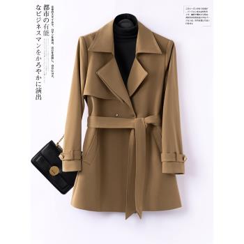 春秋卡其色風衣外套女2024年新款短款小個子韓版質感今年流行大衣