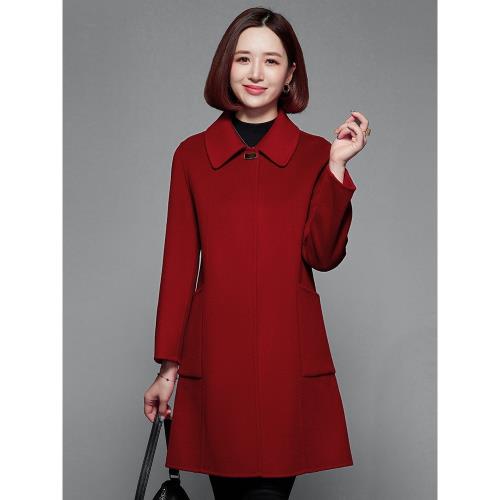 媽媽中長款高端外套雙面羊絨大衣