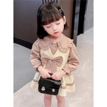 女童秋季兔耳朵背心裙套裝2021韓版時尚潮衣中小童洋氣秋裝兩件套