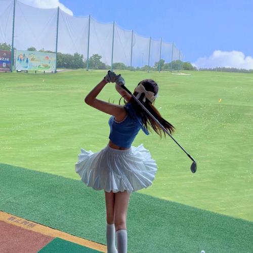 夏季新品高爾夫服女士短裙雪紡速干裙子運動彈力松緊腰防走光褲裙
