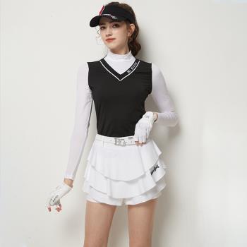 BG新款高爾夫女裝服裝女套裝上衣冰絲長袖防曬黑高階運動白色裙子