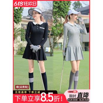 POLO減齡黑色翻領長半裙高爾夫球