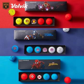 新品VOLVIK沃維克高爾夫球 漫威合作款二代啞光三層球紀念款禮盒
