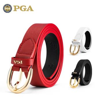 美國PGA 高爾夫女士皮帶 頭層牛皮 合金扣頭奢華優雅 針扣腰帶