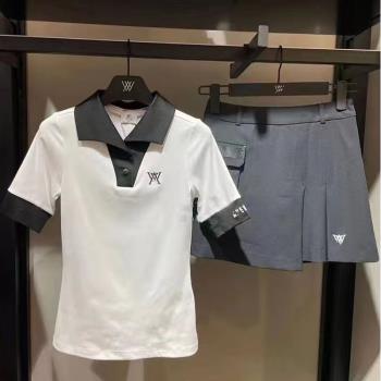 韓版高爾夫女裝服飾夏季新款短袖T恤運動時尚高階速幹polo衫上衣