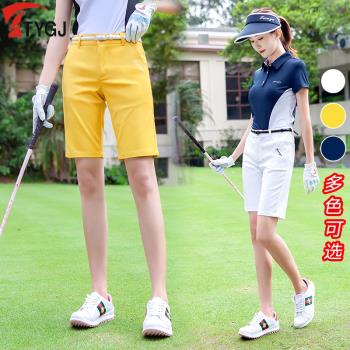 夏季高爾夫褲子女士短褲彈力五分褲棉質速幹短袖休閑運動球褲套裝