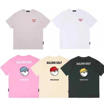 高爾夫服裝韓國男女款高品質字母圓領夏季短袖T恤訓練上衣