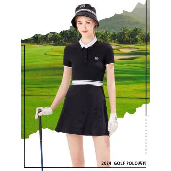 高爾夫女裝新款2024golf連衣裙速幹修身女裙韓版POLO裙子女運動裙