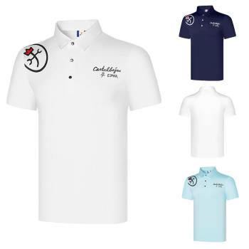 夏季高爾夫服裝男款短袖戶外運動polo衫透氣速幹T恤休閑上衣