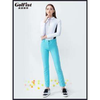 高爾夫長褲女士秋季中厚款彈力修身百搭免燙褲子golf運動服裝黑色