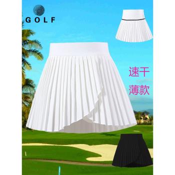 兒童高爾夫服裝女童夏季網球短裙高腰A字百褶裙速幹防走光半身裙