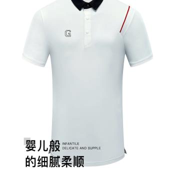 高爾夫男士t恤服裝男短袖上衣翻領休閑戶外運動彈力速乾透氣新