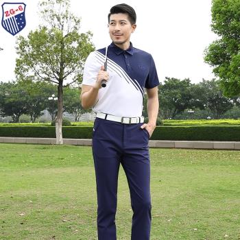 夏季新款ZG6高爾夫服裝男球服休閑運動親子套裝翻領polo衫長褲子