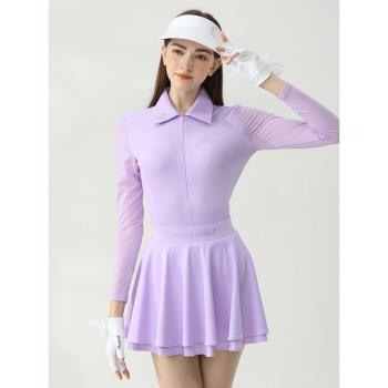 夏季高爾夫網球服女裝冰絲長袖短裙套裝女修身韓版GOLF運動服裝女