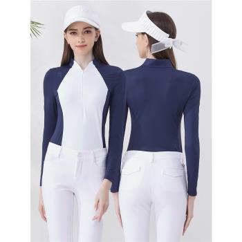 高爾夫女士長袖速幹網球戶外運動冰絲衣golf透氣女款上衣馬術服裝