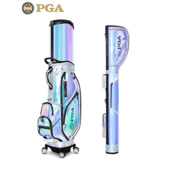 PGA 炫彩 萬向四輪高爾夫球包男女多功能伸縮球包 可航空託運防水
