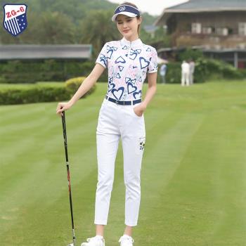 春夏新款ZG6高爾夫服裝女時尚球服運動套裝女短袖上衣高爾夫女褲