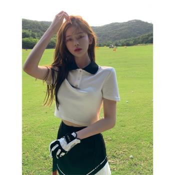 韓版高爾夫服裝女裝POLO衫短袖百褶裙套裝運動速幹防走光短裙高階