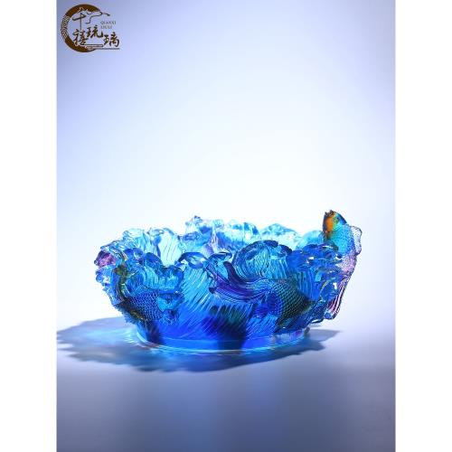 (免運)古法琉璃招財六魚聚寶盆擺件高檔家居客廳入戶裝飾新房子喬遷禮物