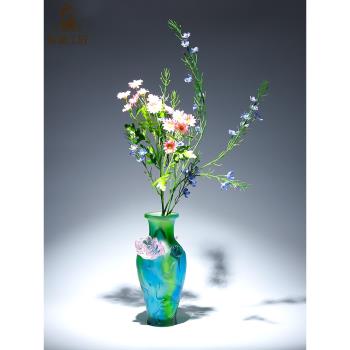 (免運)古法琉璃工藝品荷花供佛花瓶擺件客廳插花喬遷新居禮品物禪意高檔