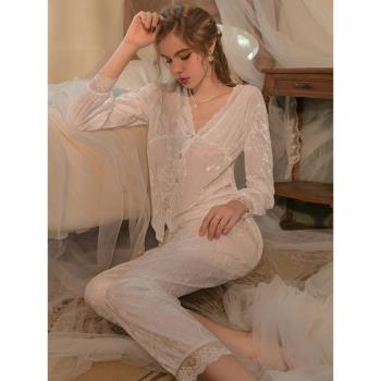 澄澈女純欲風金絲絨家居服睡衣