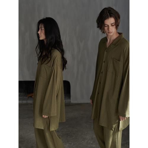 同語情侶睡衣春夏季莫代爾棉中長款套裝男女可外穿寬松睡衣家居服