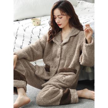 加厚保暖法蘭絨冬款家居服睡衣
